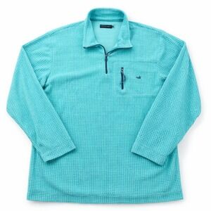 Southern Marsh FieldTec 1/4 Zip Pullover Mens S Teal Grid Fleece Preppy Coastal